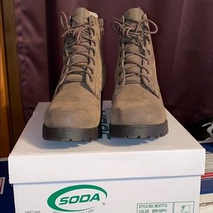 Women’s brown combat boots